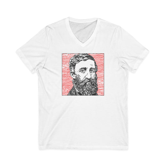 Thoreau Retro Macintosh Portrait V-Neck Tee